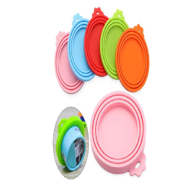 Reusable silicone wet food can lid orange