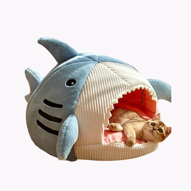 Blue shark shaped pet bed large 50x50x36cm