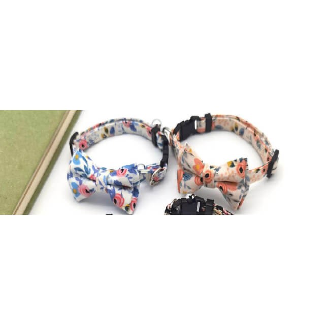 Cat white flower bowtie collar