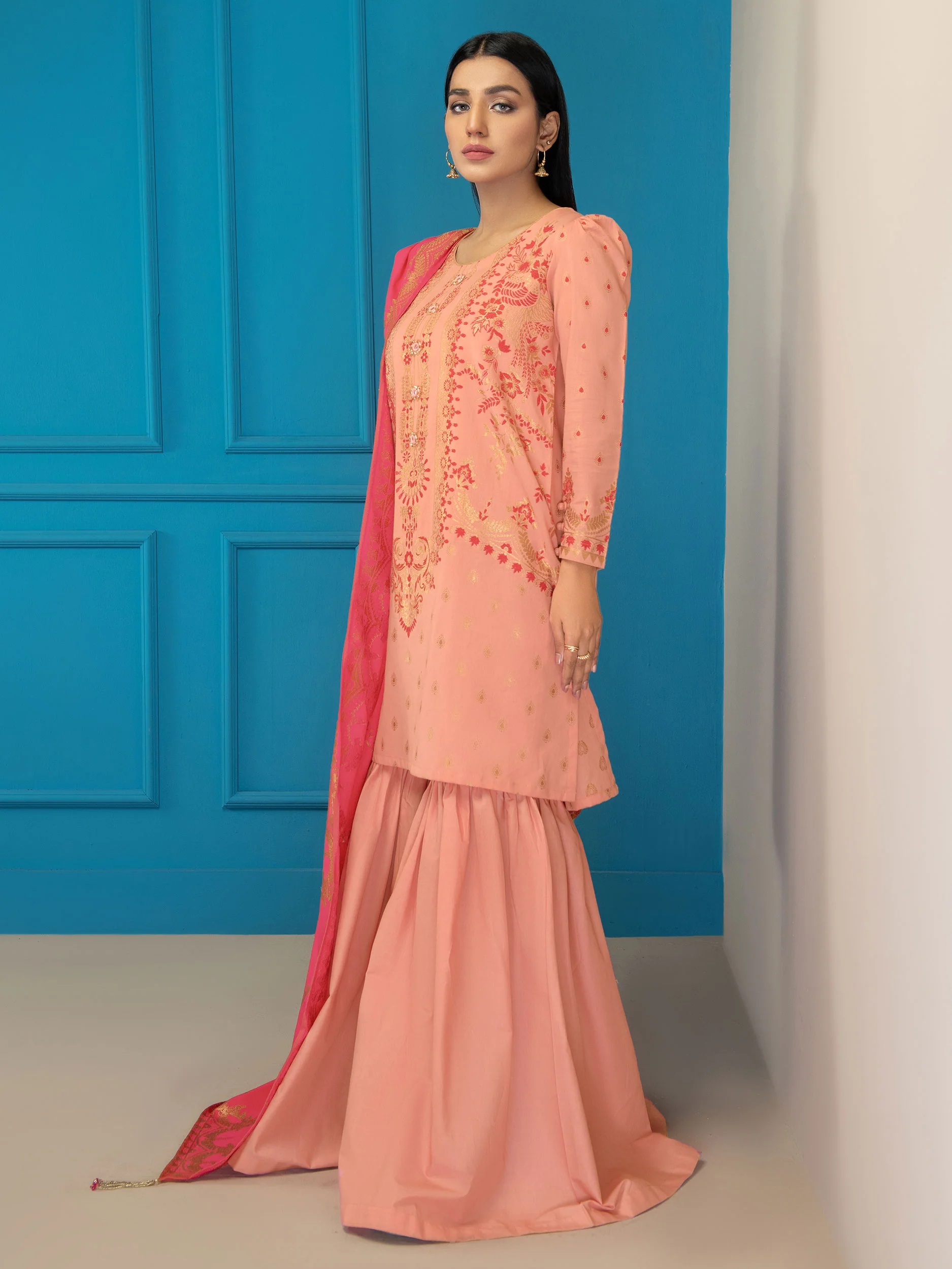 3 Piece Jacquard Suit-Printed (Unstitched)