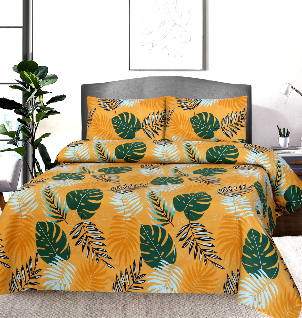 Yellow Floral-Bed Sheet Set